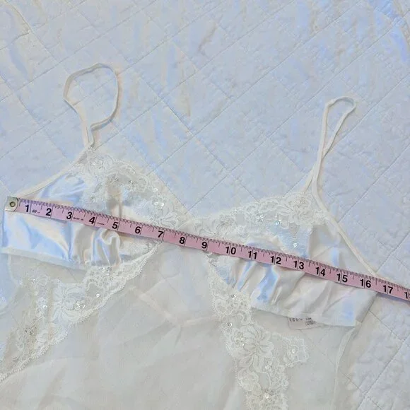 Vintage Victoria's Secret Ivory/White Sheer Silk Lingerie Slip Dress NEW NWT - Picture 4 of 7